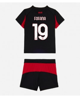 Günstige AC Milan Youssouf Fofana #19 Heimtrikotsatz Kinder 2025-26 Kurzarm (+ Kurze Hosen)